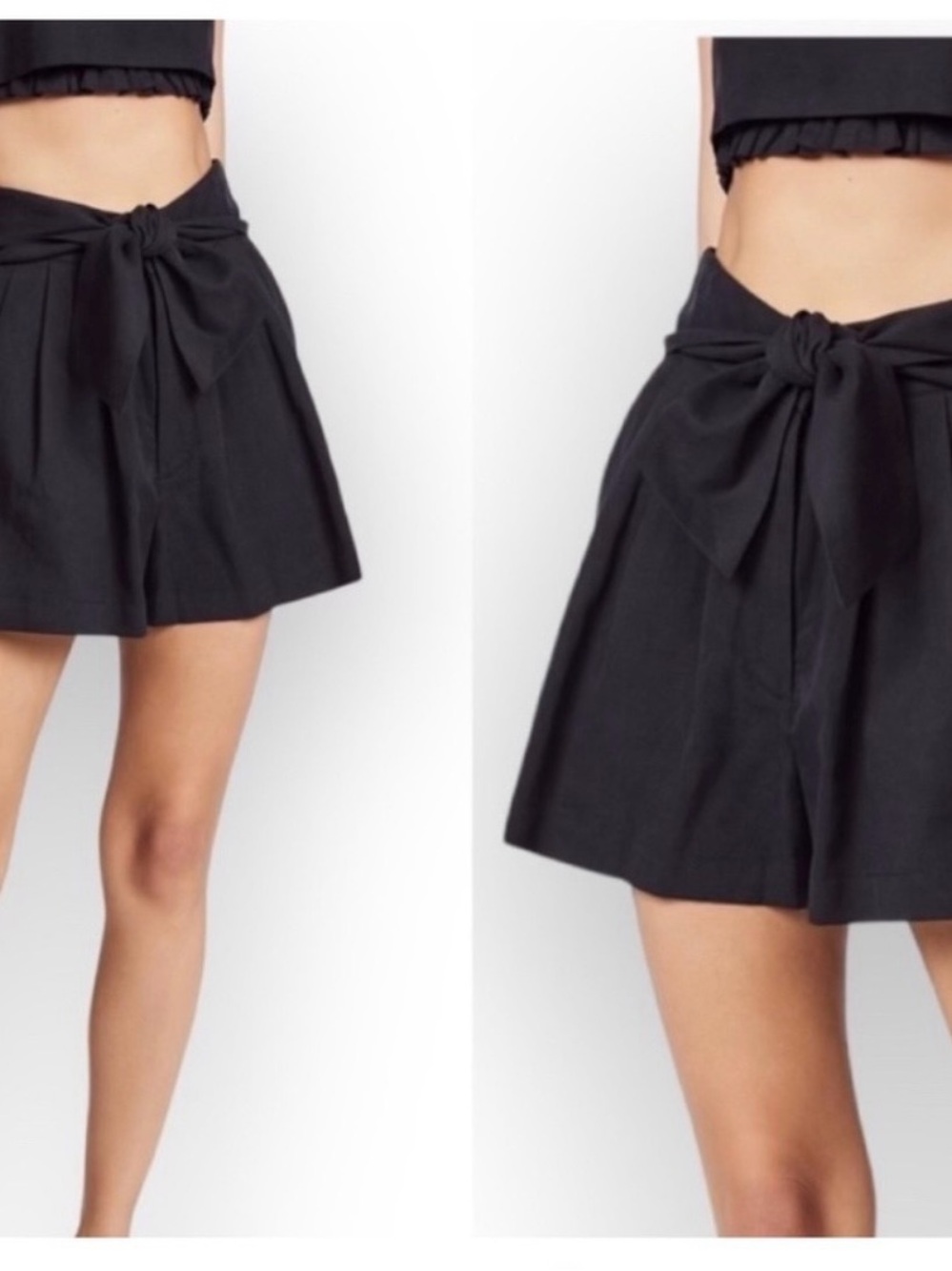 Ulla Johnson Black Tie-Waist Shorts